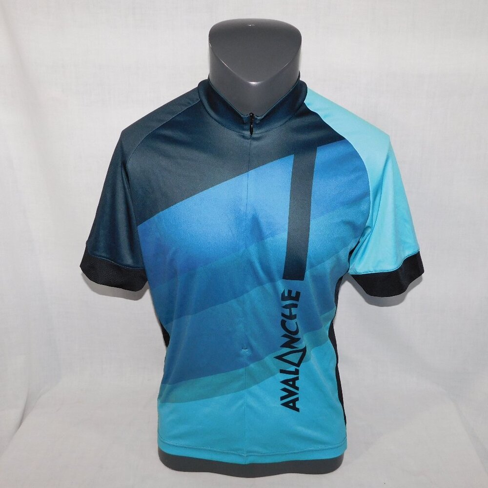 Avalanche Energy  Mens  XL Black Blue Short Sleeve Cycling Jersey 1/2 Zip